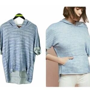 Dolan Left Coast Anthropologie Womens Small Short Sleeve Hoodie Blue Relaxed NEW
